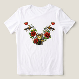 Herz Blüten-Reiter Damen Floral Motorrad T-Shirt Tri-Blend Shirt
