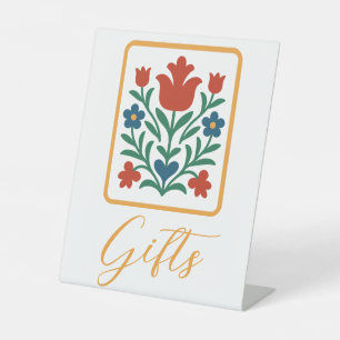Herz & Blütenblatt Florale Volks-Kunst-Geschenke T Sockelschild