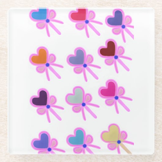 Herz-Bogen-Muster Personalisierte Geschenk-Crew-So Glasuntersetzer (Vorderseite)