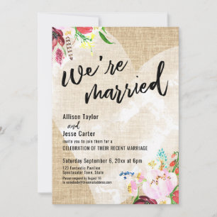 Herz Boho Blumen Jute Wir sind verheiratet Empfang Einladung