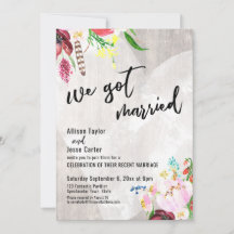 Herz Boho Floral Rustikales Holz Wir Got Verheirat