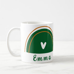 Herz Boho Green Rainbow mit Personalisiertem Namen Kaffeetasse