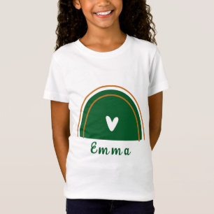 Herz Boho Green Rainbow mit Personalisiertem Namen T-Shirt
