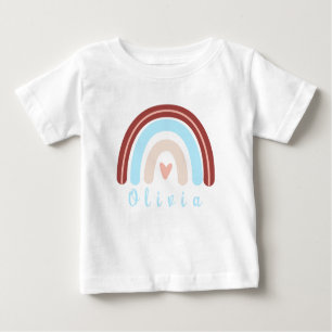 Herz Boho Rainbow mit Personalisiertem Namen Baby T-shirt