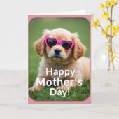 Herz Brille Welpe Mutter Karte (Gelbe Blume)