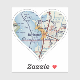 Herz Burlington Vermont und Winooski Aufkleber