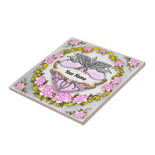 Herz Caduceus Fliese (Seite)