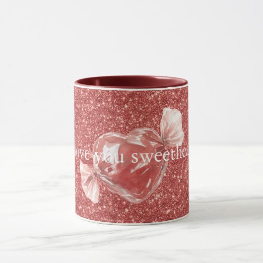 Herz Candy Rot Glitter Liebe Tasse (Zentrum)