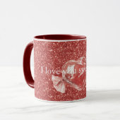 Herz Candy Rot Glitter Liebe Tasse (Vorderseite Links)
