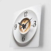 Herz Cappuccino im Weißen Cup Quadratische Wanduhr (Winkel)