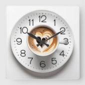 Herz Cappuccino im Weißen Cup Quadratische Wanduhr (Vorderseite)