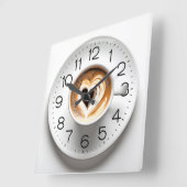 Herz Cappuccino im Weißen Cup Quadratische Wanduhr (Winkel)