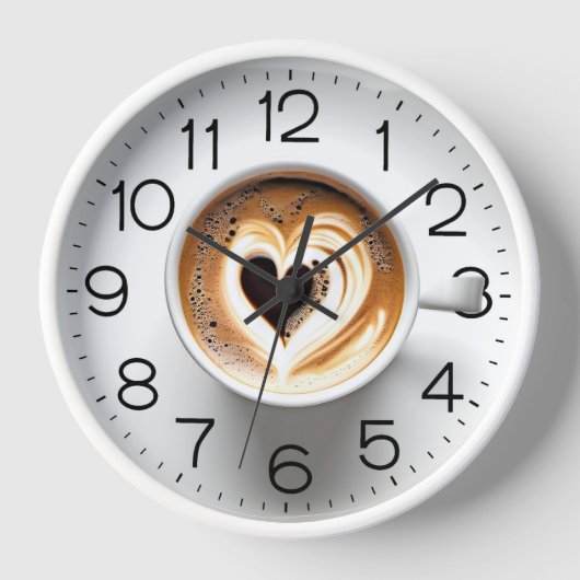 Herz Cappuccino im Weißen Cup Uhr (Vorderseite)