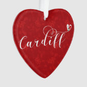 Herz Cardiff Flag, Caerdydd, Wales Ornament (Vorderseite)