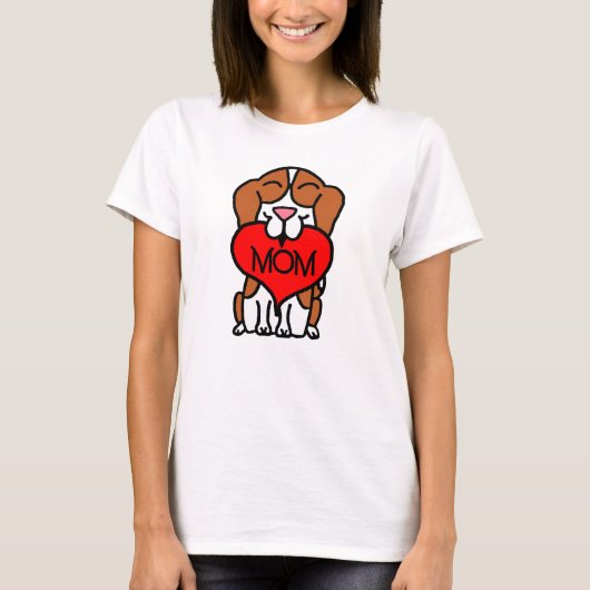 Herz Cartoon Beagle Mama T-Shirt (Vorderseite)