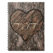 Herz Carved Tree Trunk Bark Rustic Journal Notizblock (Vorderseite)