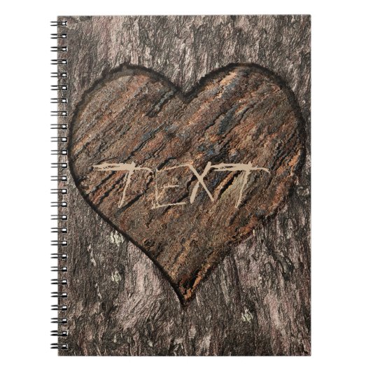Herz Carved Tree Trunk Bark Rustic Journal Notizblock (Vorderseite)