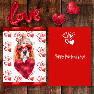 Herz Cavalier Spaniel Hundeliebhaber Valentinsgesc Feiertagskarte