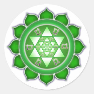 Herz Chakra - Fraktal Bloom Runder Aufkleber