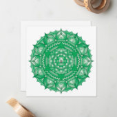 Herz Chakra Green Mandala Square Note Card Mitteilungskarte (Vorderseite/Rückseite Beispiel)