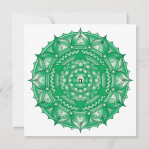 Herz Chakra Green Mandala Square Note Card Mitteilungskarte