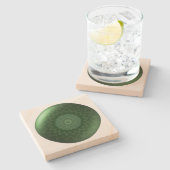 Herz Chakra quadratischer SteinUntersetzer (Seitenansicht)