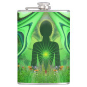 Herz Chakra - Symbol der versteckten Welten Flachmann (Vorderseite)