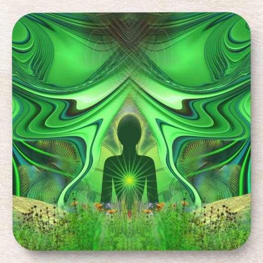 Herz Chakra - Symbol der versteckten Welten Getränkeuntersetzer (Vorderseite)