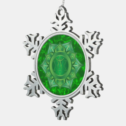 Herz Chakra Zinn-Schneeflocke-Verzierung Schneeflocken Zinn-Ornament (Rechts)