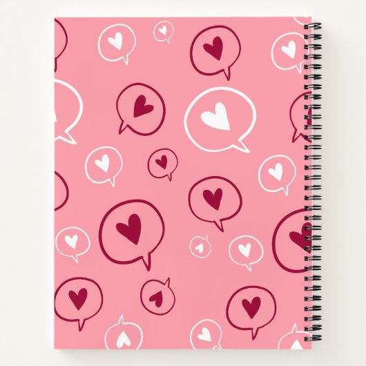 Herz-Chat-Blasen Notizblock (Rückseite)