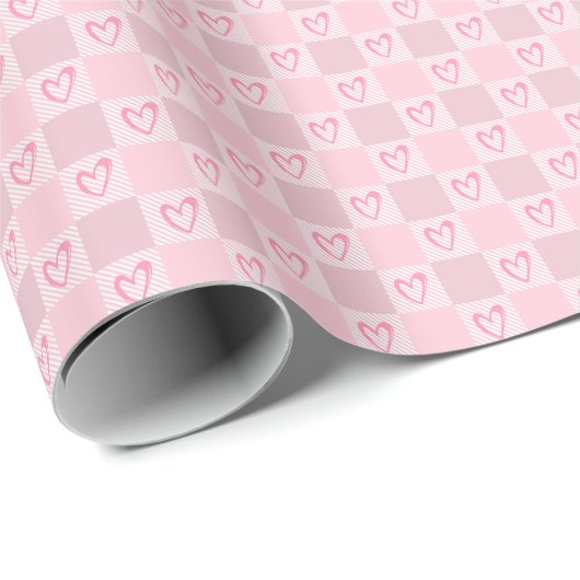 Herz-Check-Muster-Wrap-Papier zum Valentinstag Geschenkpapier (Rolleneckpunkt)