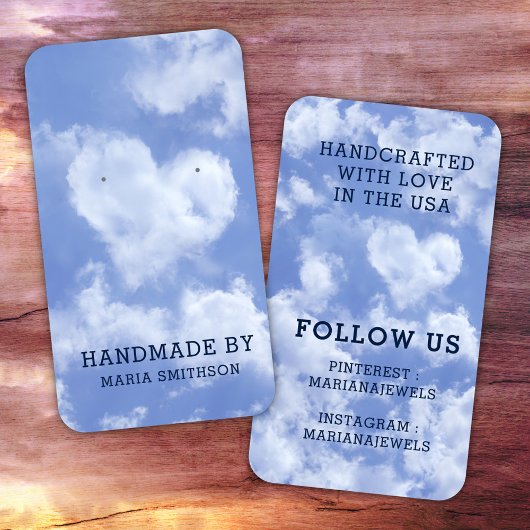 Herz Cloud Romantic Blue Sky Earring Display Card Visitenkarte