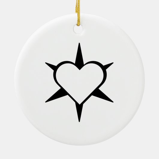 Herz Coeur Cuore Star Sternchen Sternchen Stern Keramik Ornament (Hinten)