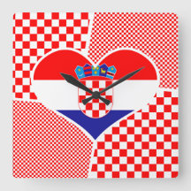 Herz Collage Kroatische Flagge mit Schachbrettern