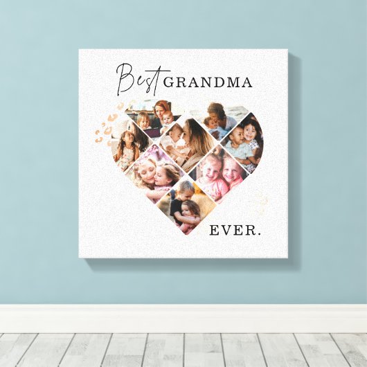 Herz Collage Leinwanddruck (Insitu (Holzboden))