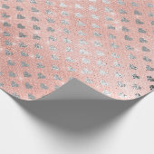 Herz Confetti Funkelnd Sequin Silver Pink Rose Geschenkpapier (Ecke)