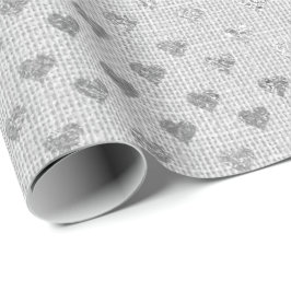 Herz Confetti Silver Gray Monochromatische Linde Geschenkpapier