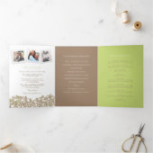 Herz Creme Tulpen Tinte Geschichte Widmung Hochzei Dreifach-gefaltete Programmkarte (Innenseite)