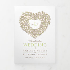 Herz Creme Tulpen Tinte Geschichte Widmung Hochzei Dreifach-gefaltete Programmkarte