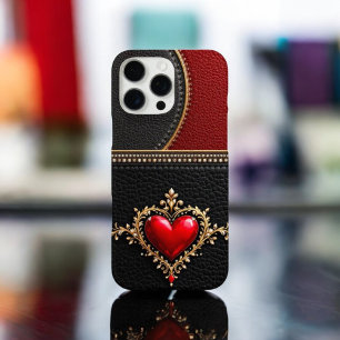 Herz - Crimson Zuneigung Leather Sleeve! iPhone 16 Pro Max Hülle