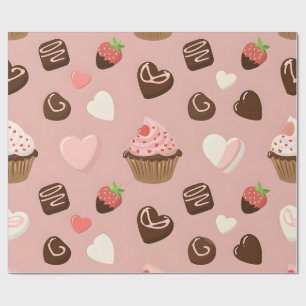 Herz Cupcake Schokolade Valentinstag Verpackung Geschenkpapier