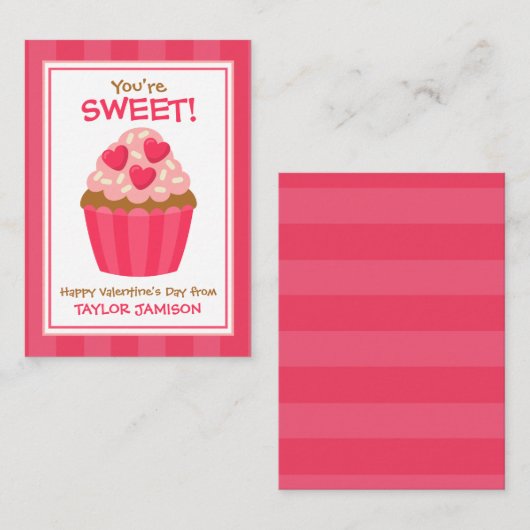 Herz Cupcake Valentine's Klassenzimmer Karten (Vorne/Hinten)