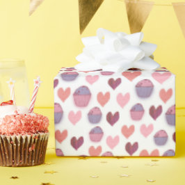 Herz, Cupcakes-Muster Geschenkpapier