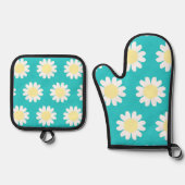 Herz Daisy Pattern Ofenhandschuh & Topflappen-Set (Vorderseite)