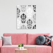 Herz Damask Art Ib Black Grays White Leinwanddruck (Insitu (Wohnzimmer))