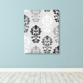 Herz Damask Art Ib Black Grays White Leinwanddruck (Insitu (Holzboden))