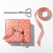 Herz Damask Coral Geschenkpapier