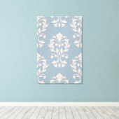 Herz Damask Lg Ptn II rosa auf blau Leinwanddruck (Insitu (Holzboden))