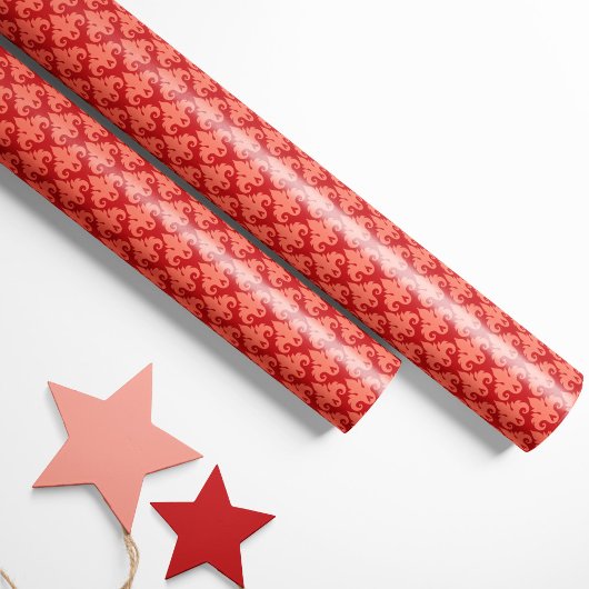 Herz Damask Red & Coral Geschenkpapier