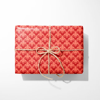 Herz Damask Red & Coral Geschenkpapier